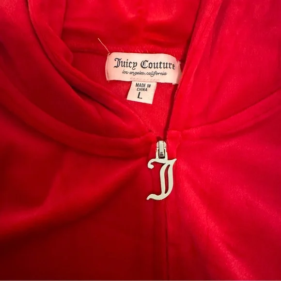 Juicy Couture Red Rhinestone Sweatsuit with Zip-up Hoodie and Pants Size L - Picture 3 of 7